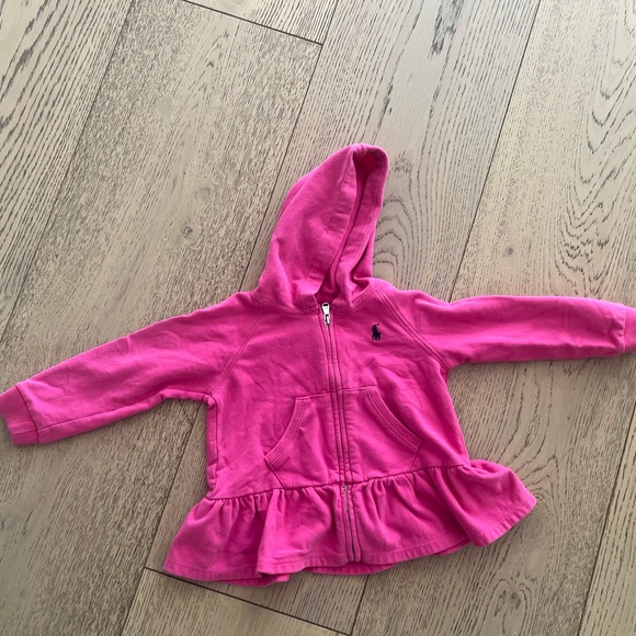 💥HP 💥 Ralph Lauren 18 months hot pink zip up jacket hoodie - Picture 1 of 7